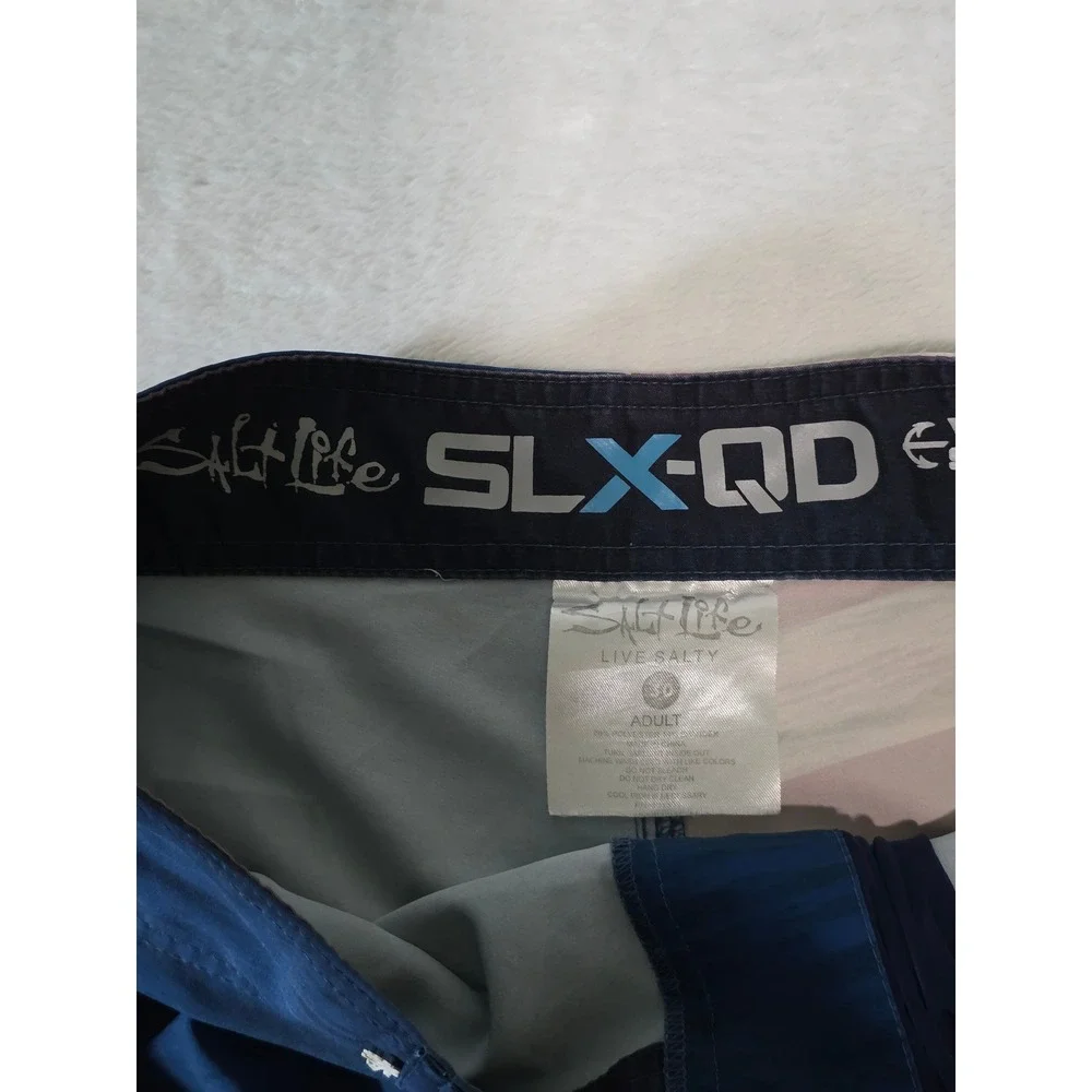 Salt Life SLX-QD Mens Board Shorts American Flag Wave Blue Red White Size 30